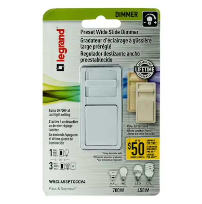 Legrand Wide Slide Single-pole/3-way LED Light Dimmer β White