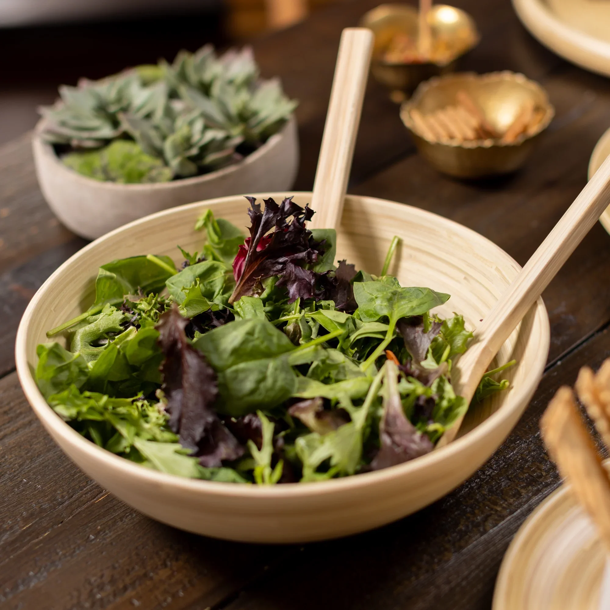 Lexa Bamboo Salad Bowl β 12" β Natural - Image 3