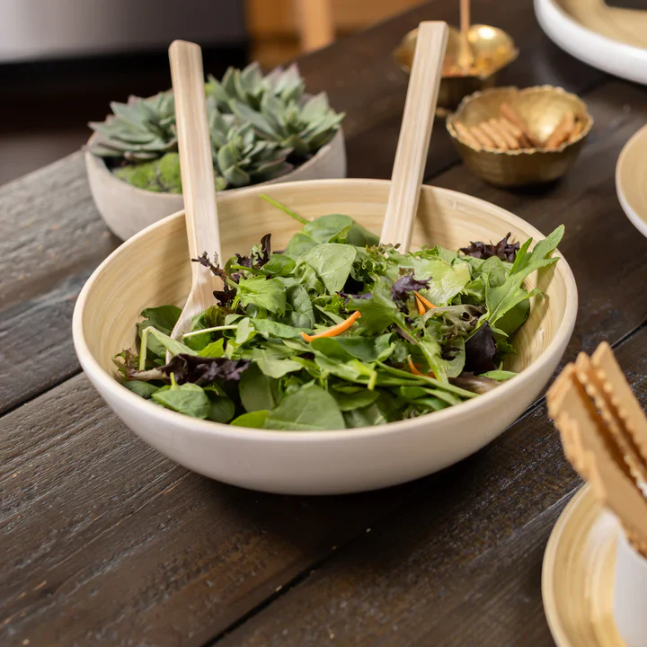 Lexa Bamboo Salad Bowl β 12" β White - Image 4