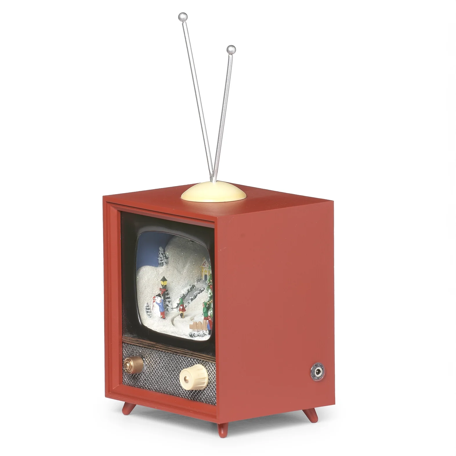 Lighted LED Musical Village Snow Globe Holiday TV - RED - Image 2
