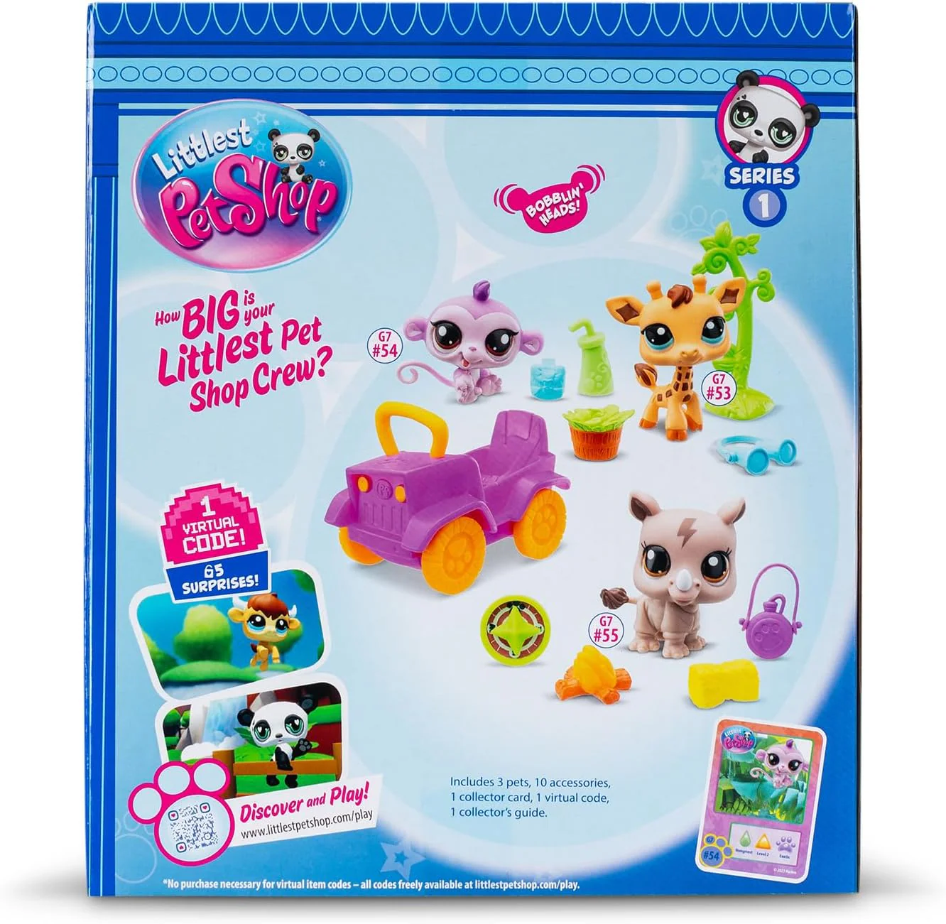 Littlest Pet Shop Safari Play Pack Bobble Head Figures – Includes Pets #55 | #53 | #54 - Image 2