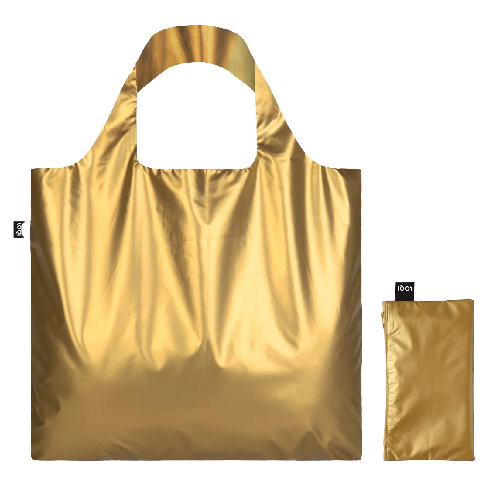 LOQI Reusable Tote Bag With Zip Pocket – Metallic Gold