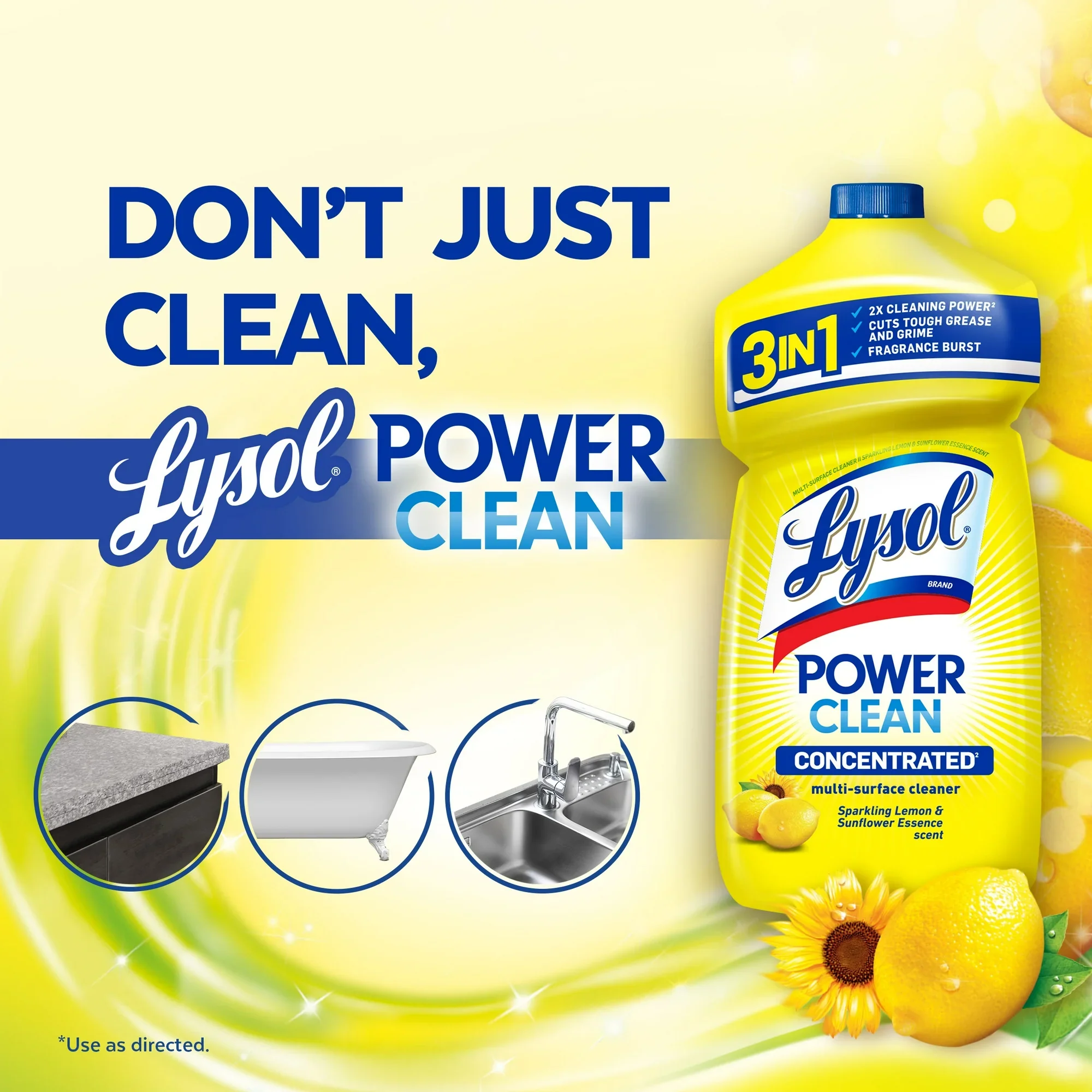 Lysol Multi-Surface Cleaner Concentrate | Sparkling Lemon & Sunflower Scent – 28 oz. - Image 5
