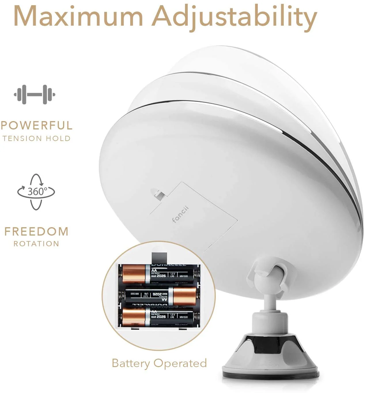 Maya Lighted 7x Magnifying Mirror with Suction Mount - Image 3