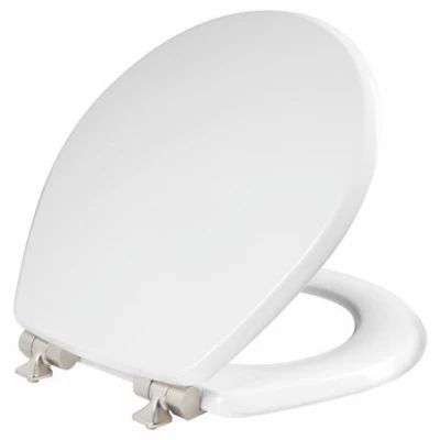 Mayfair Benton Round Wood Slow-Close Toilet Seat – White Enamel