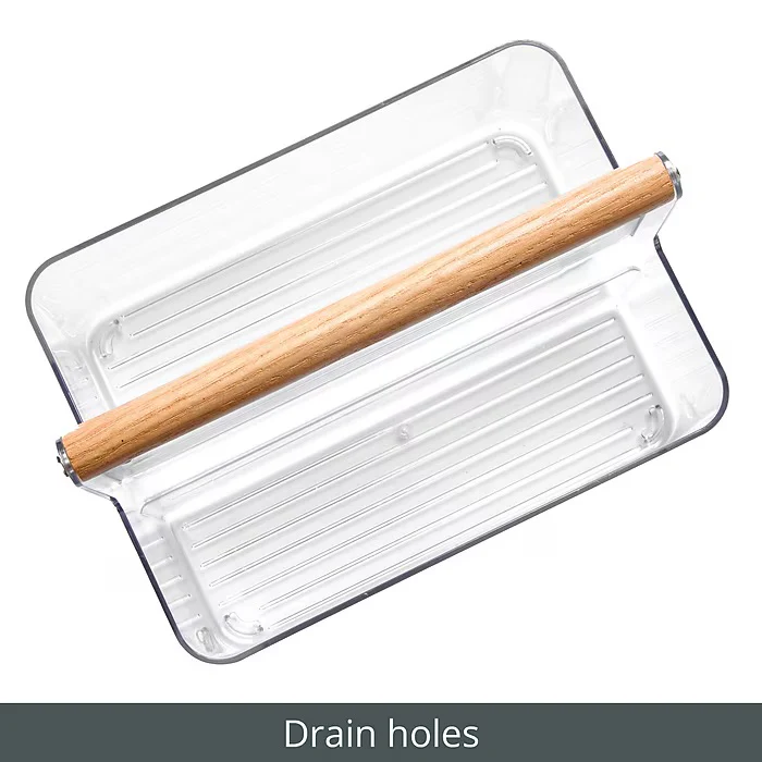 mDesign 2-Compartment Plastic Divider Caddy – Clear/Natural – 7” x  9” - Image 3