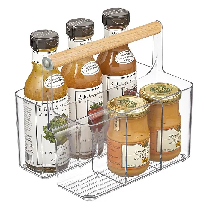 mDesign 2-Compartment Plastic Divider Caddy – Clear/Natural – 7” x  9” - Image 7