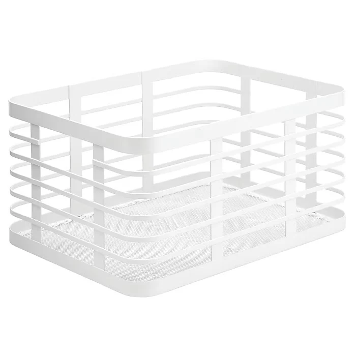 mDesign Carson Steel Organizer Basket  – Matte White – 12" x 9" x 6"