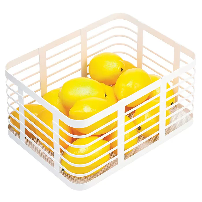 mDesign Carson Steel Organizer Basket  – Matte White – 12" x 9" x 6" - Image 3