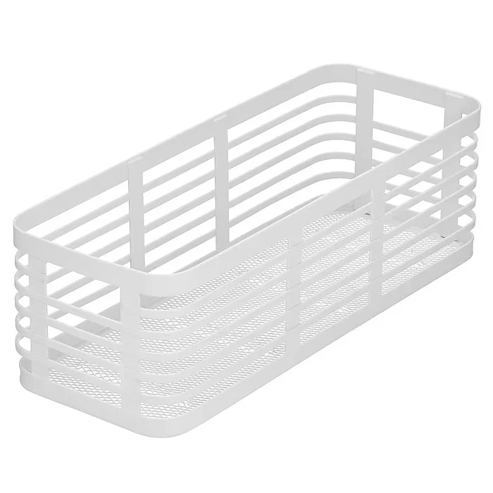 mDesign Carson Steel Organizer Basket  – Matte White – 16” x  6” x 5"