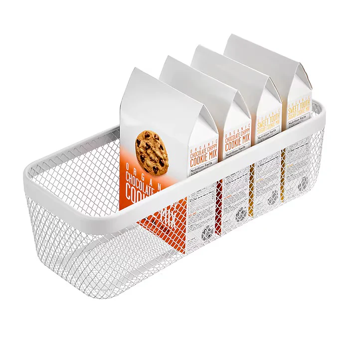mDesign Wire Mesh Basket  – White – 16” x  6” x 5" - Image 3