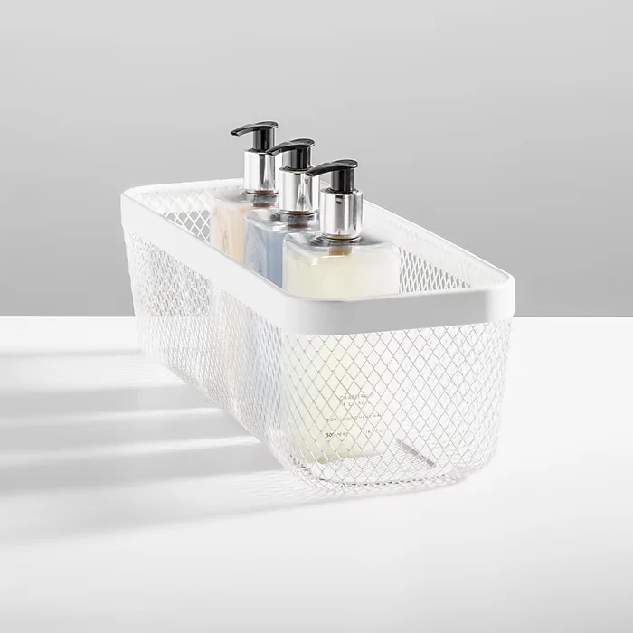 mDesign Wire Mesh Basket  – White – 16” x  6” x 5" - Image 5