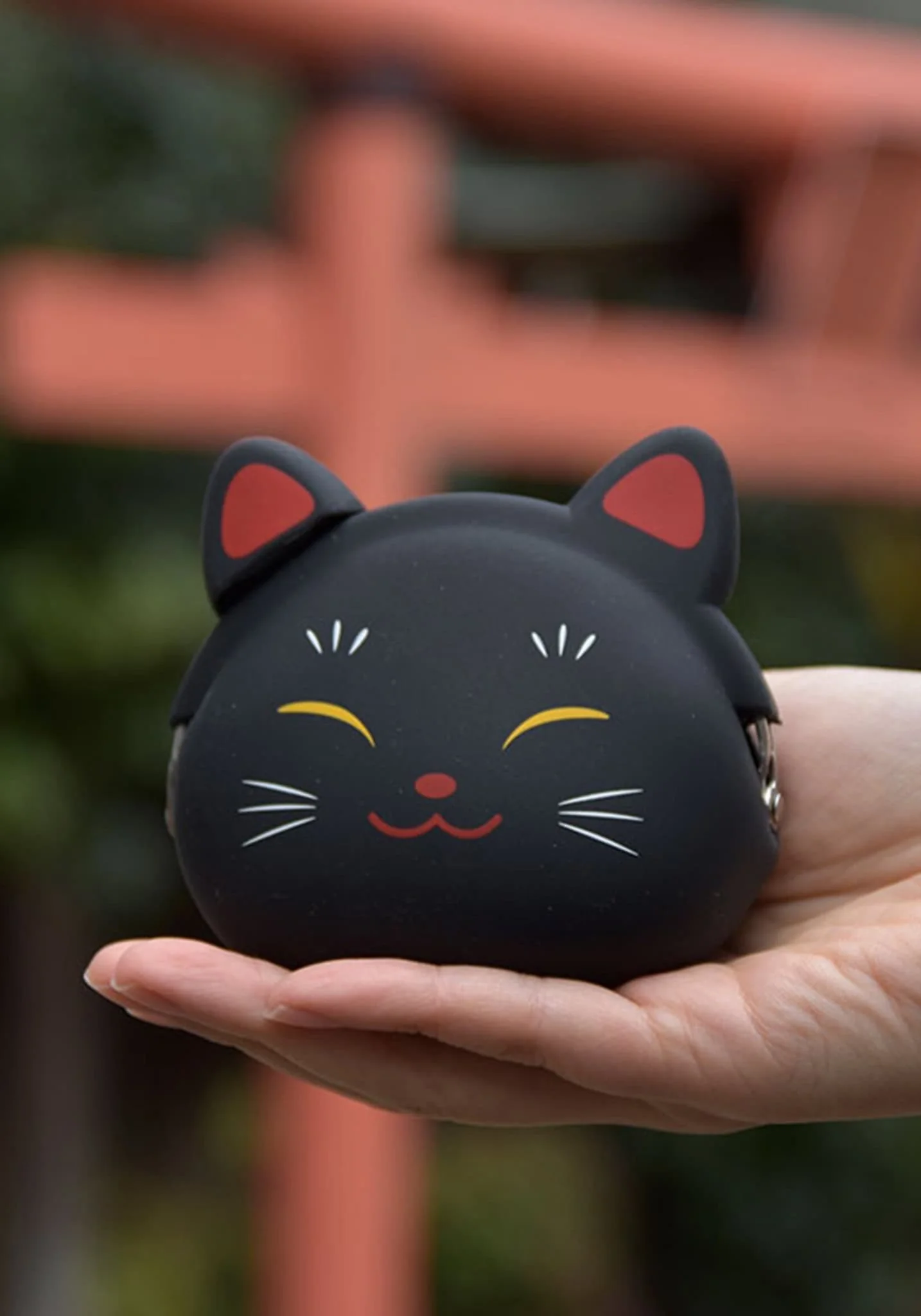 Mimi POCHIBI Japan Silicon Coin Purse – Lucky Cat – Black - Image 3