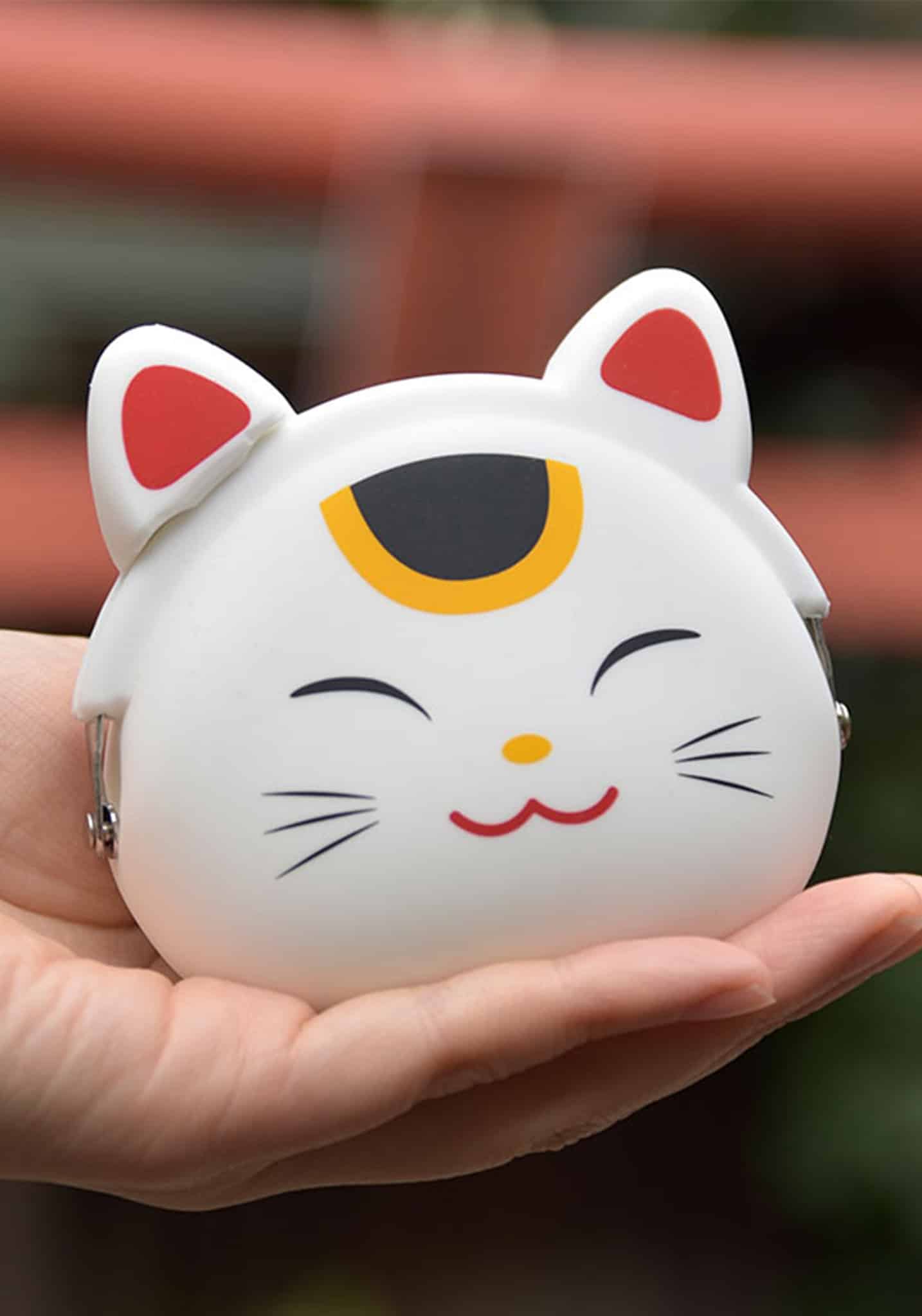 Mimi POCHIBI Japan Silicon Coin Purse – Lucky Cat – White - Image 2
