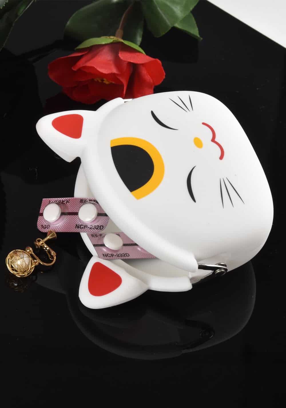 Mimi POCHIBI Japan Silicon Coin Purse – Lucky Cat – White - Image 3