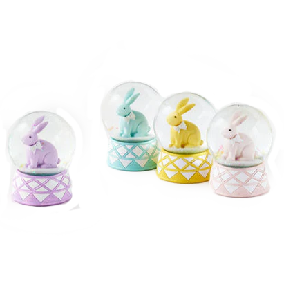 Mini Easter Bunny Water Globes – 2.5" – Assorted Colors – Sold Individually