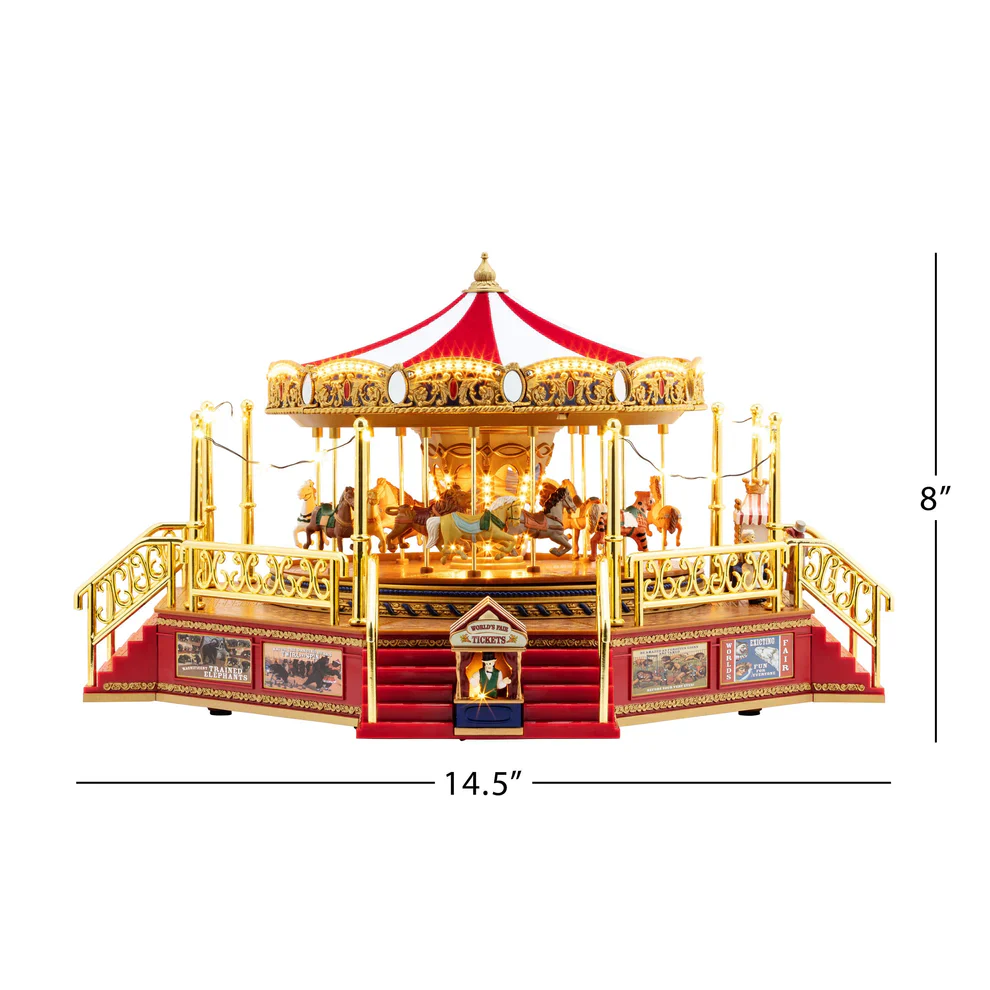 Mr. Christmas 90th Anniversary Collection - Animated & Musical Worlds Fair Boardwalk Carousel - Image 2