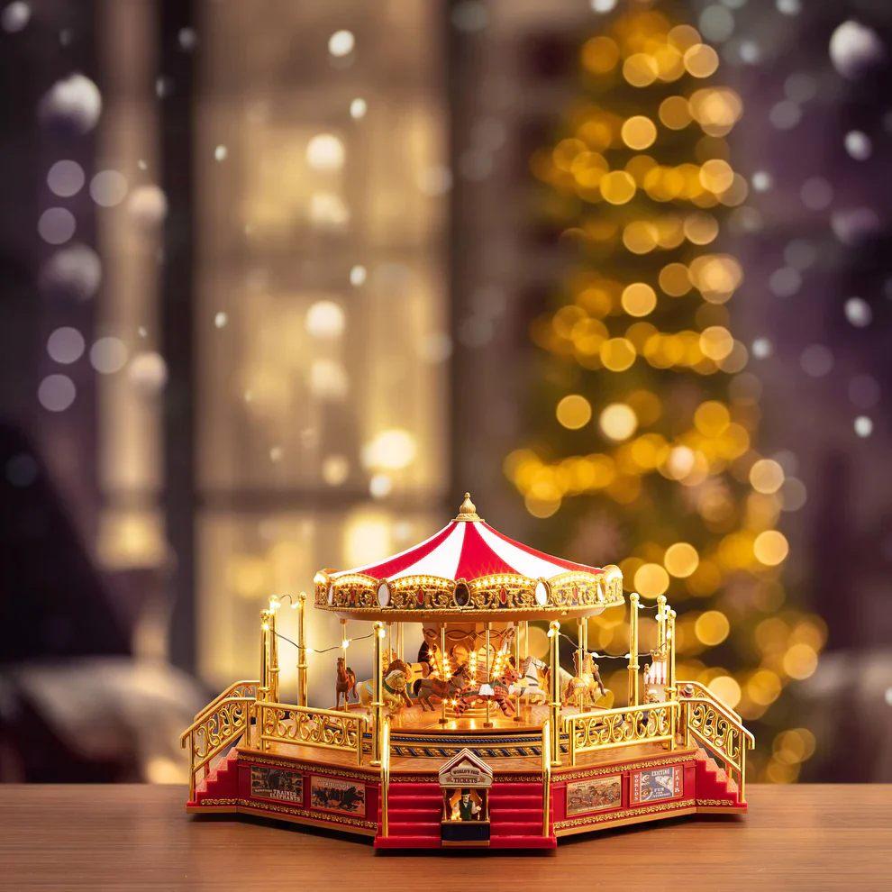 Mr. Christmas 90th Anniversary Collection - Animated & Musical Worlds Fair Boardwalk Carousel - Image 3