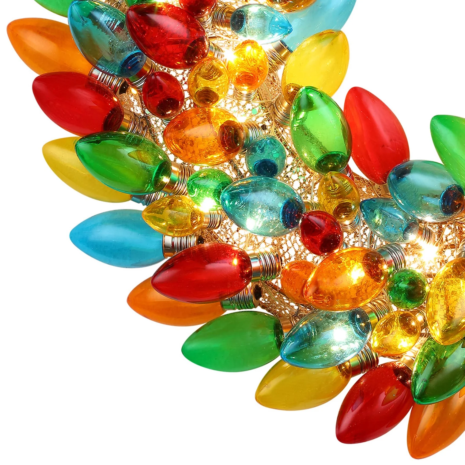 Mr. Christmas Multi Color Festive Retro Bulb Wreath – 17" - Image 2