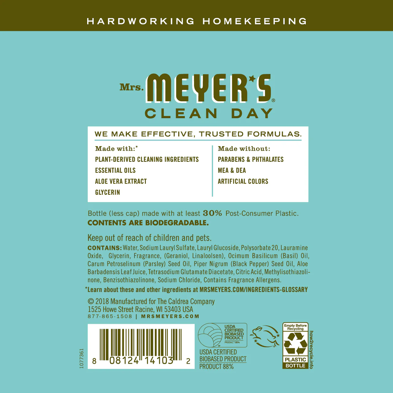 Mrs. Meyer's Basil Dish Soap – 16oz - Image 2