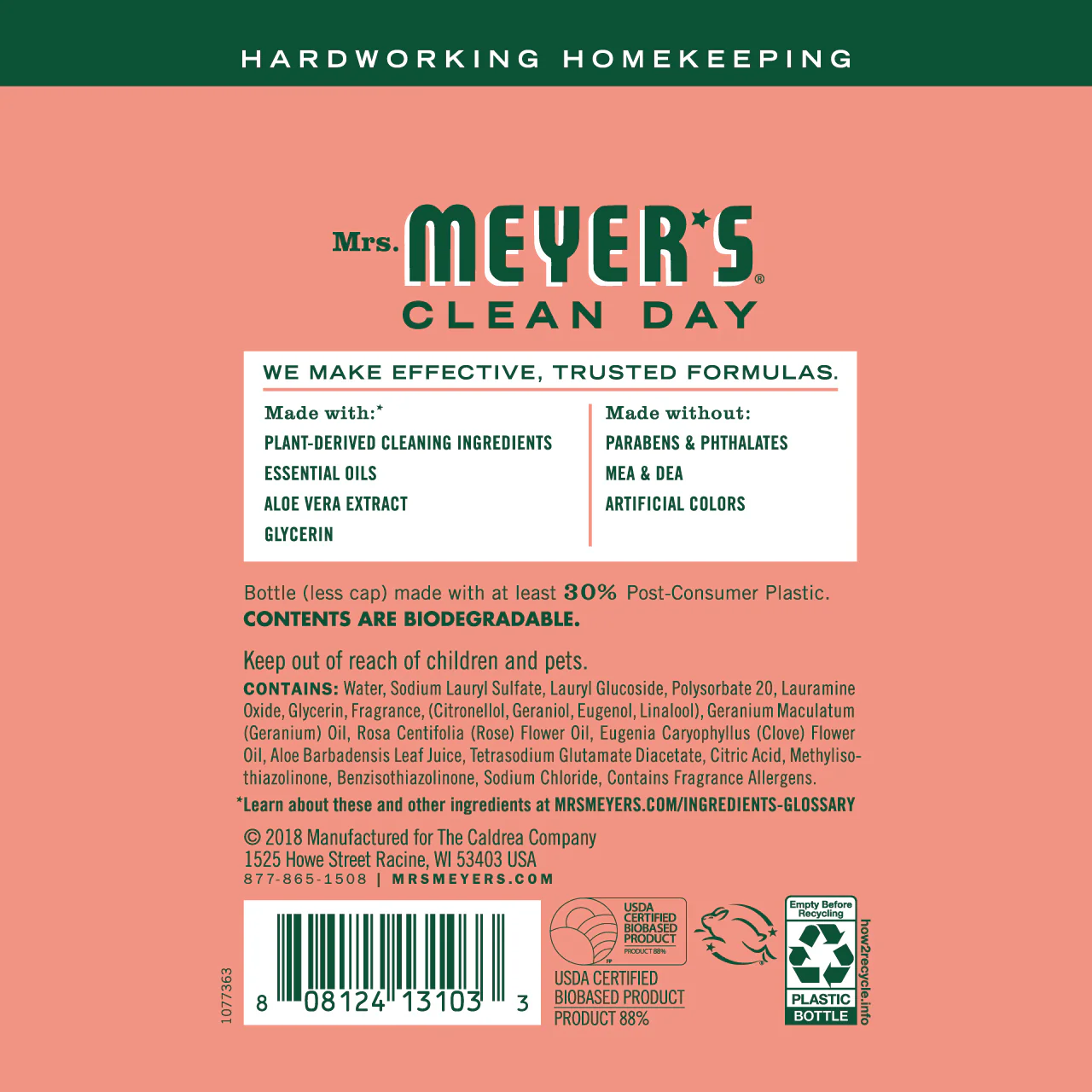 Mrs. Meyer's Geranium Dish Soap – 16oz - Image 2