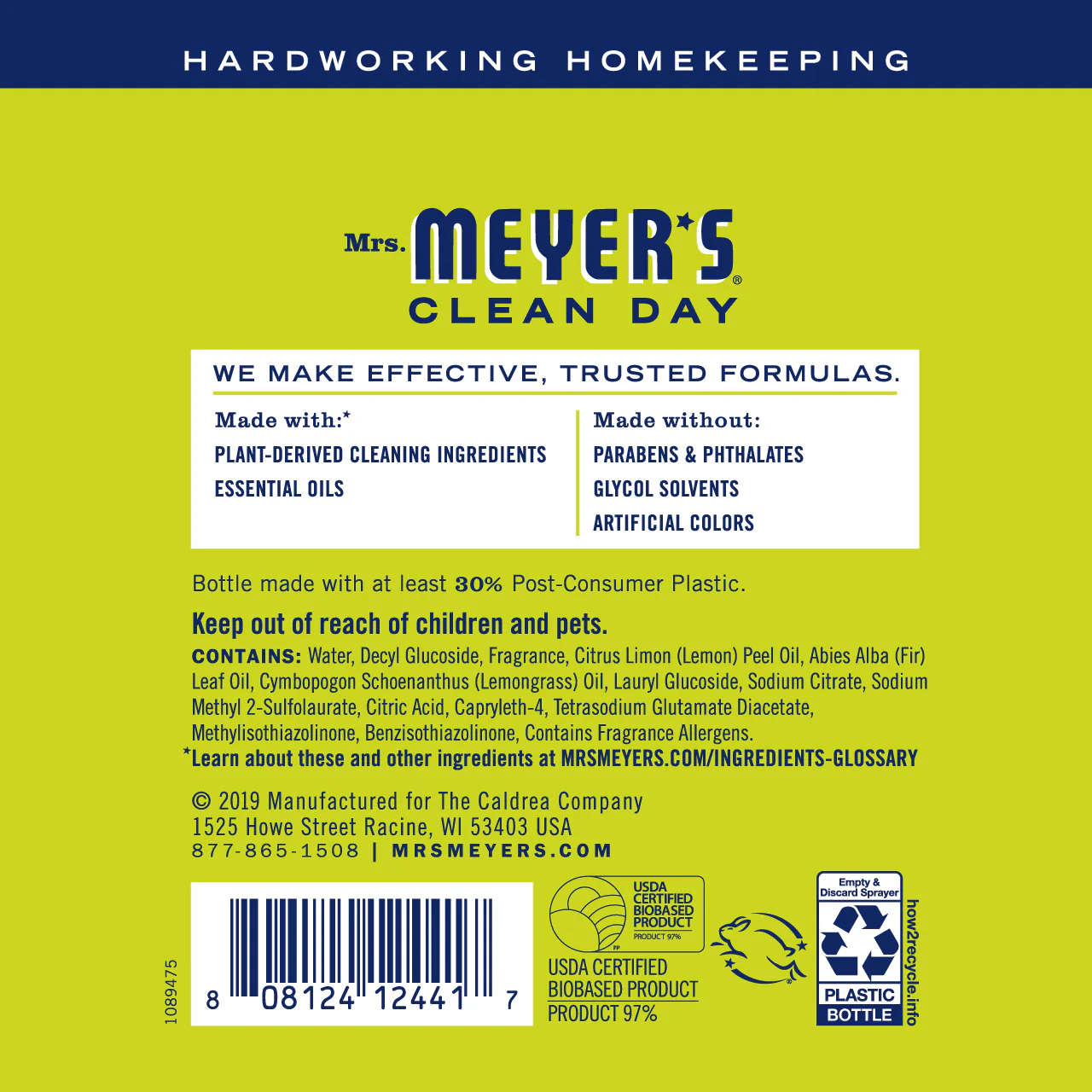 Mrs. Meyer's Lemon Verbena Multi-Surface Everyday Cleaner Spray – 16oz - Image 2