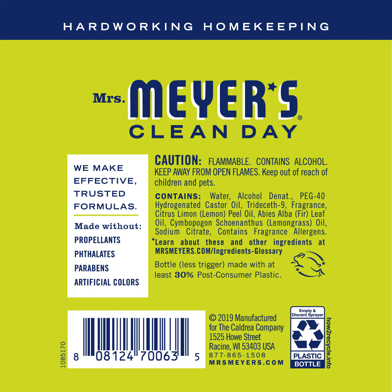 Mrs. Meyer's Lemon Verbena Room Freshener Spray – 8oz - Image 2
