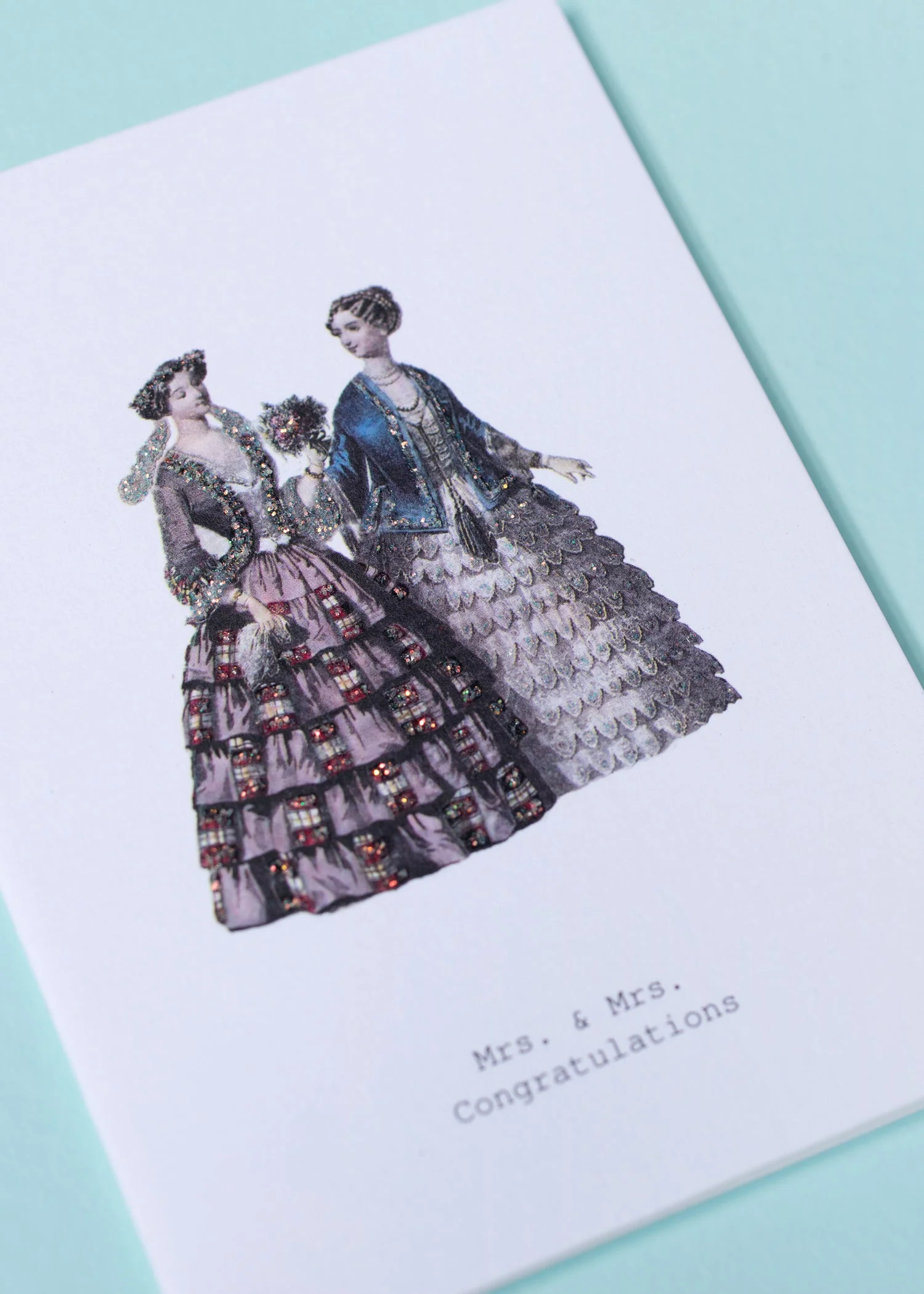 Mrs. & Mrs. Congratulations Glitter Greeting Card – 3.5" x 5" - Image 2