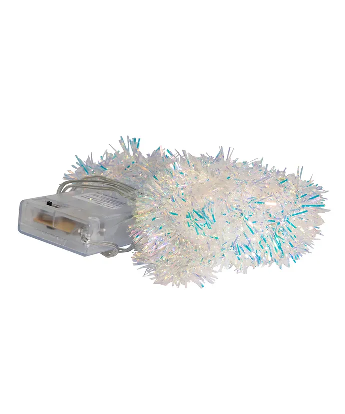 Multicolored Superbright LED Silver Iridescent Tinsel Garland - Image 4