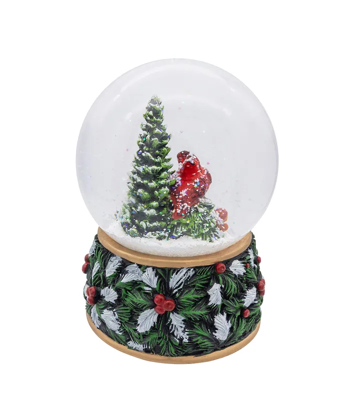 Musical Wind-Up Christmas Tree With Cardinals Motion & Musical Water Globe - Image 2