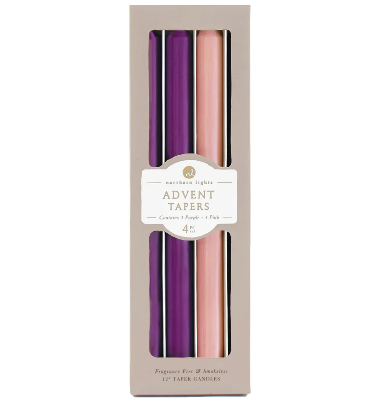 Northern Lights Advent Taper Candles β 3 Purple / 1 Soft Pink