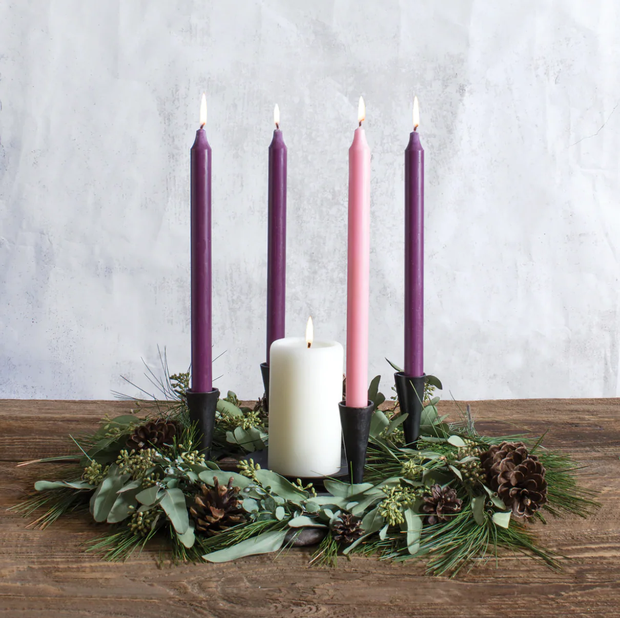 Northern Lights Advent Taper Candles β 3 Purple / 1 Soft Pink - Image 2