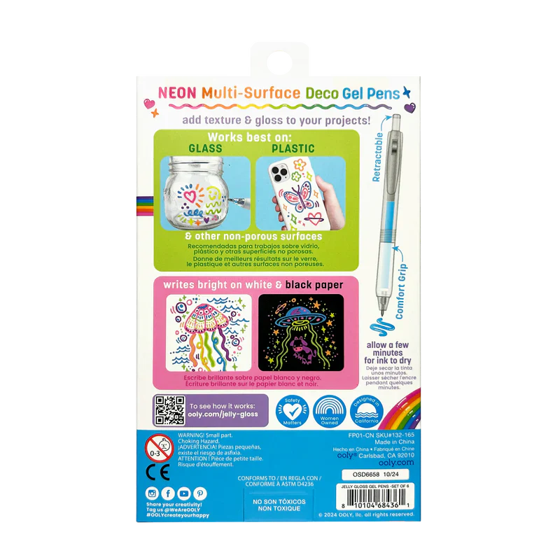 Ooly Jelly Gloss Multi Surface Deco Gel Pens – Set of 6 - Image 2