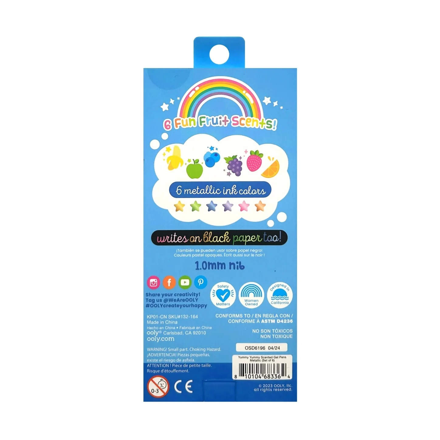 Ooly Yummy Yummy Fruit Scented Gel Pens - Metallic – Set of 6 - Image 2