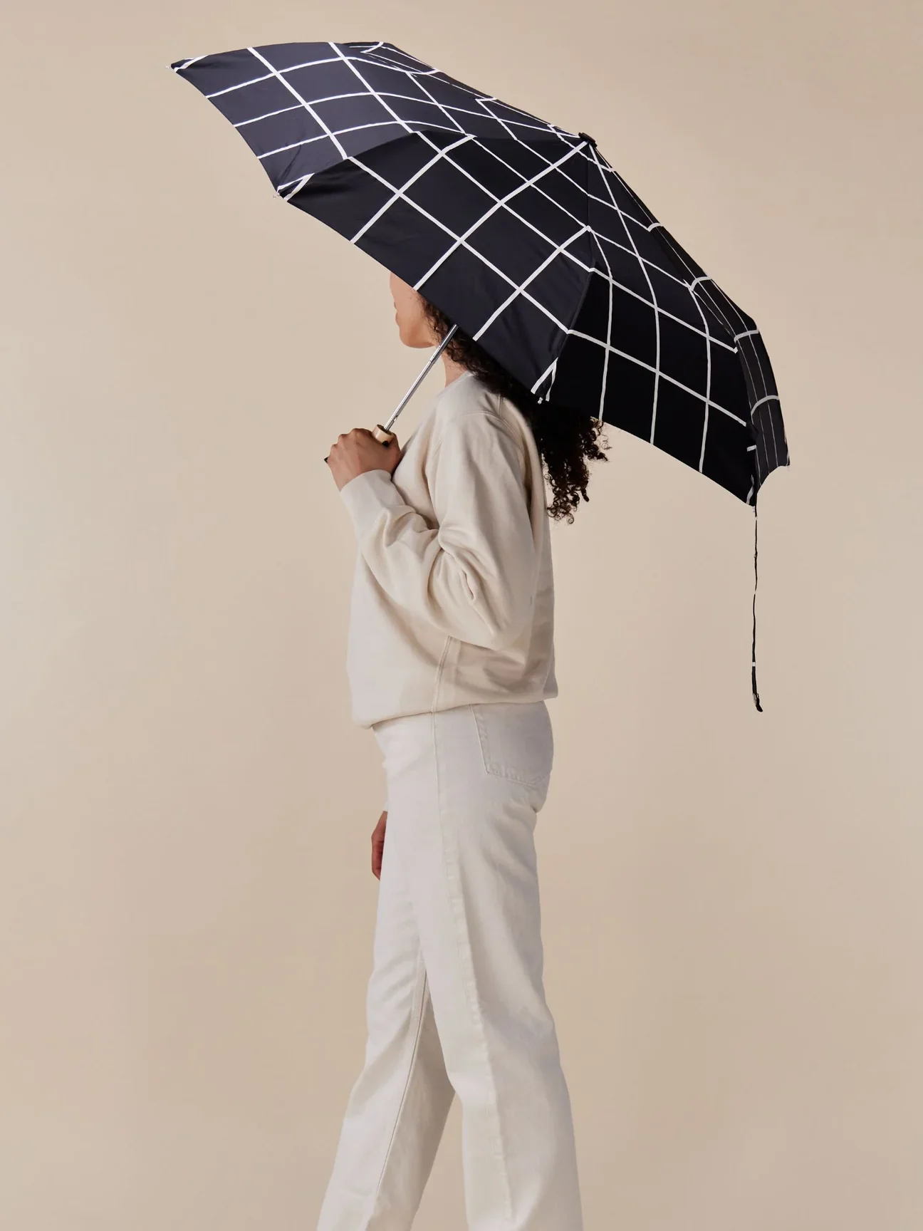 Original Duckhead Auto-Open Eco-Friendly Umbrella – Black Grid - Image 5