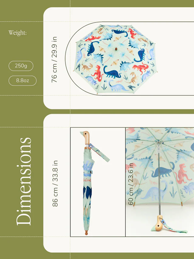 Original Duckhead Duckling x Meri Meri Umbrella For Kids – Dinosaur - Image 5