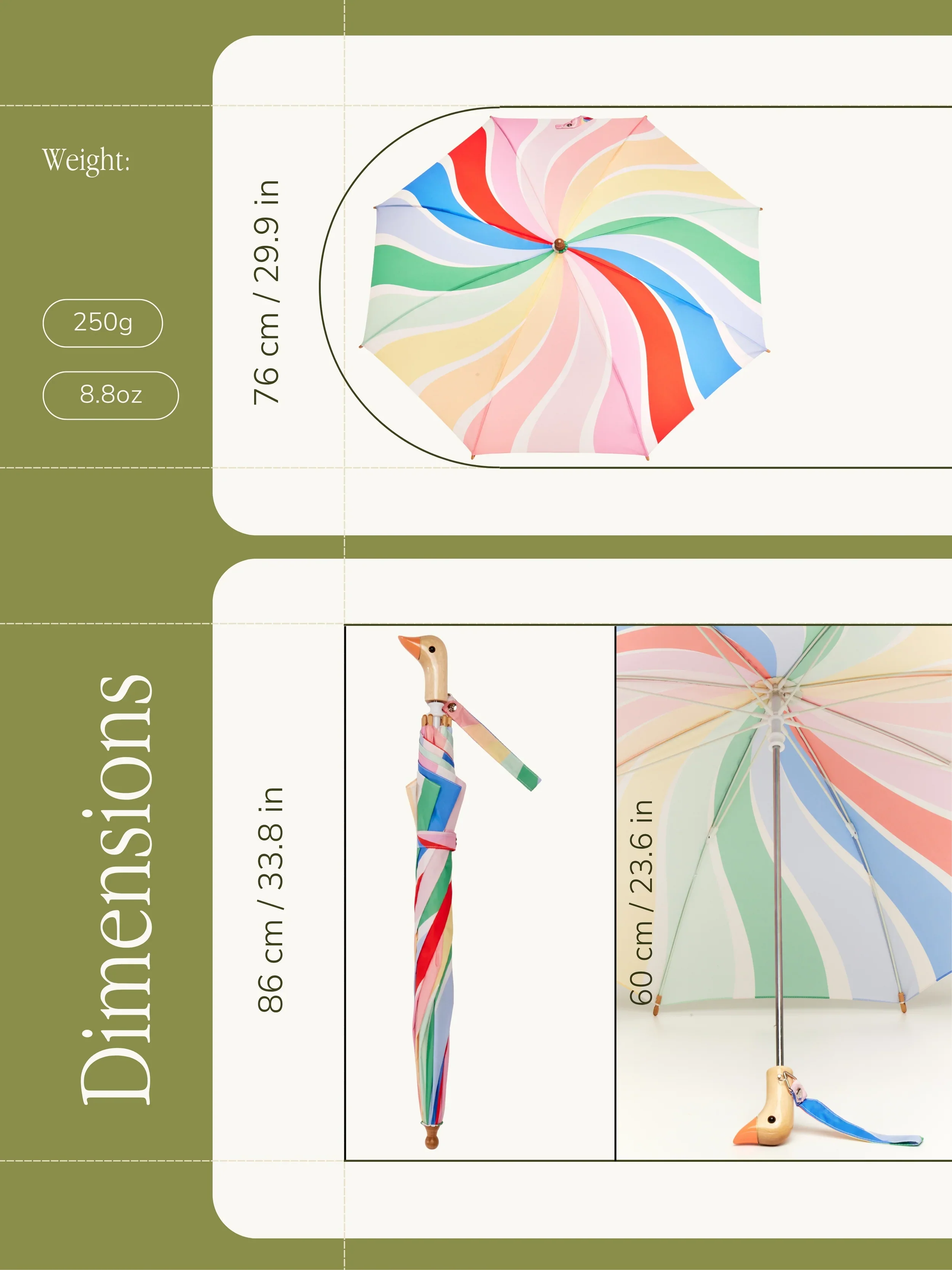 Original Duckhead Duckling x Meri Meri Umbrella For Kids – Rainbow Stripes - Image 5