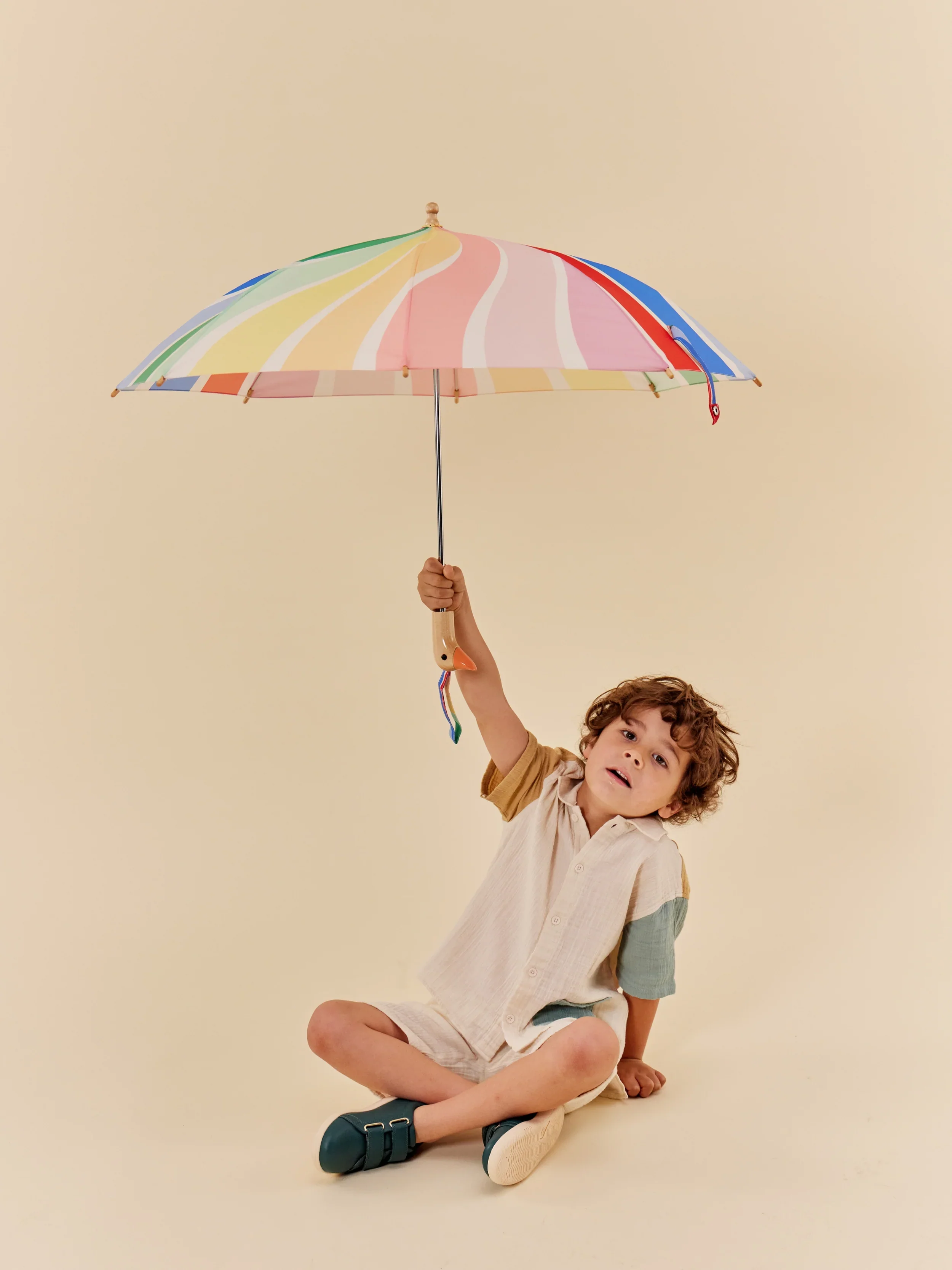 Original Duckhead Duckling x Meri Meri Umbrella For Kids – Rainbow Stripes - Image 6