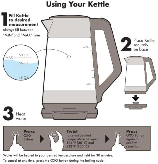 OXO Adjustable Temperature Electric Kettle – Clear Glass - Image 5