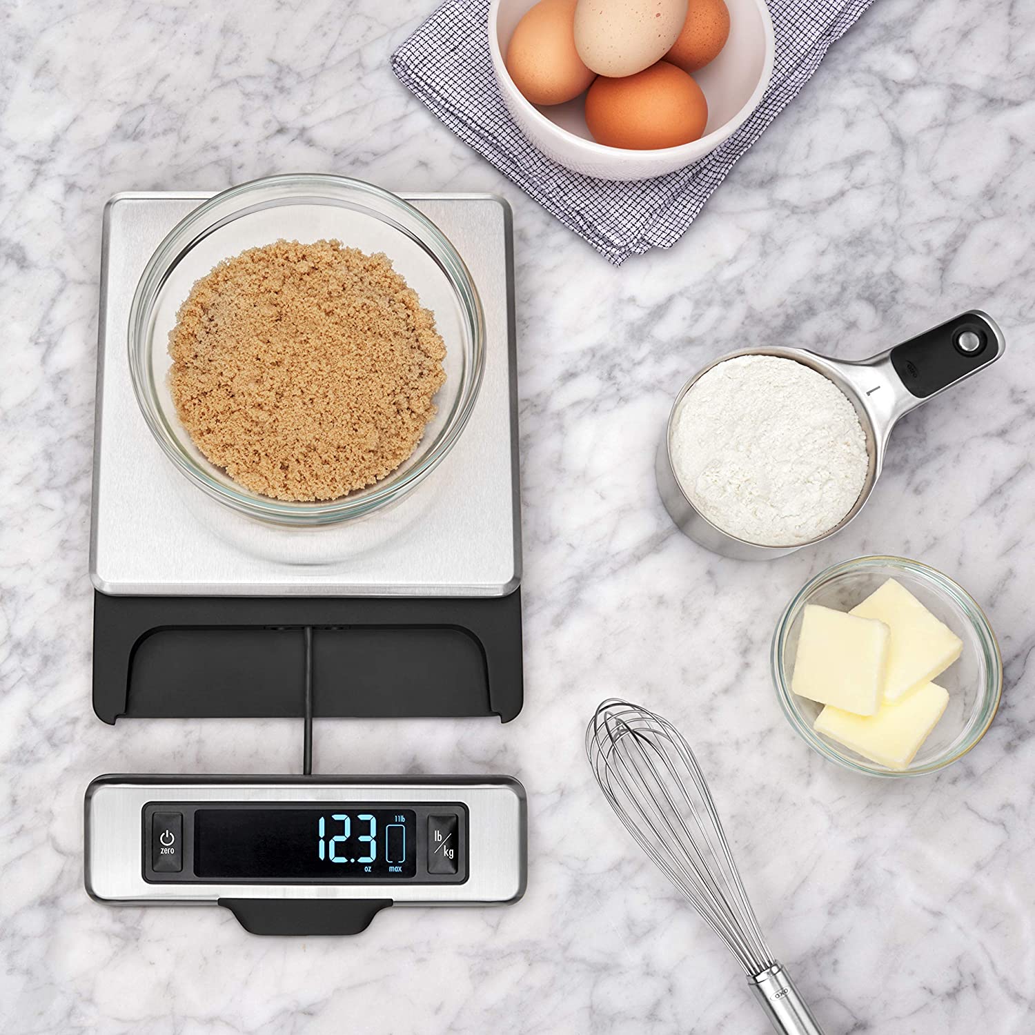 OXO Good Grips 11-Pound Stainless Steel Food Scale with Pull-Out Display - Image 6