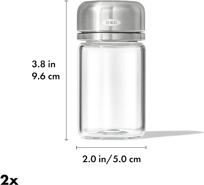 OXO Good Grips Glass Adjustable Salt & Pepper Shaker Set – 3.5 oz Each - Image 5