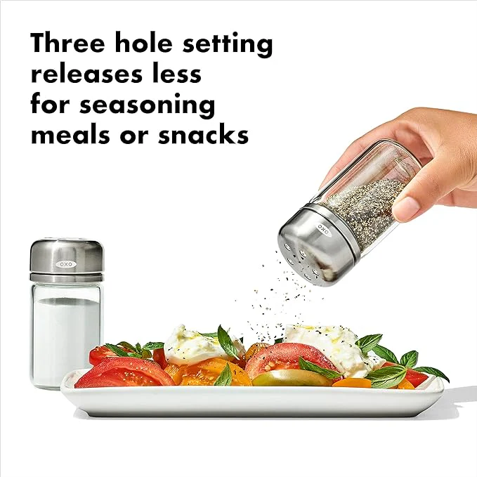 OXO Good Grips Glass Adjustable Salt & Pepper Shaker Set – 3.5 oz Each - Image 6