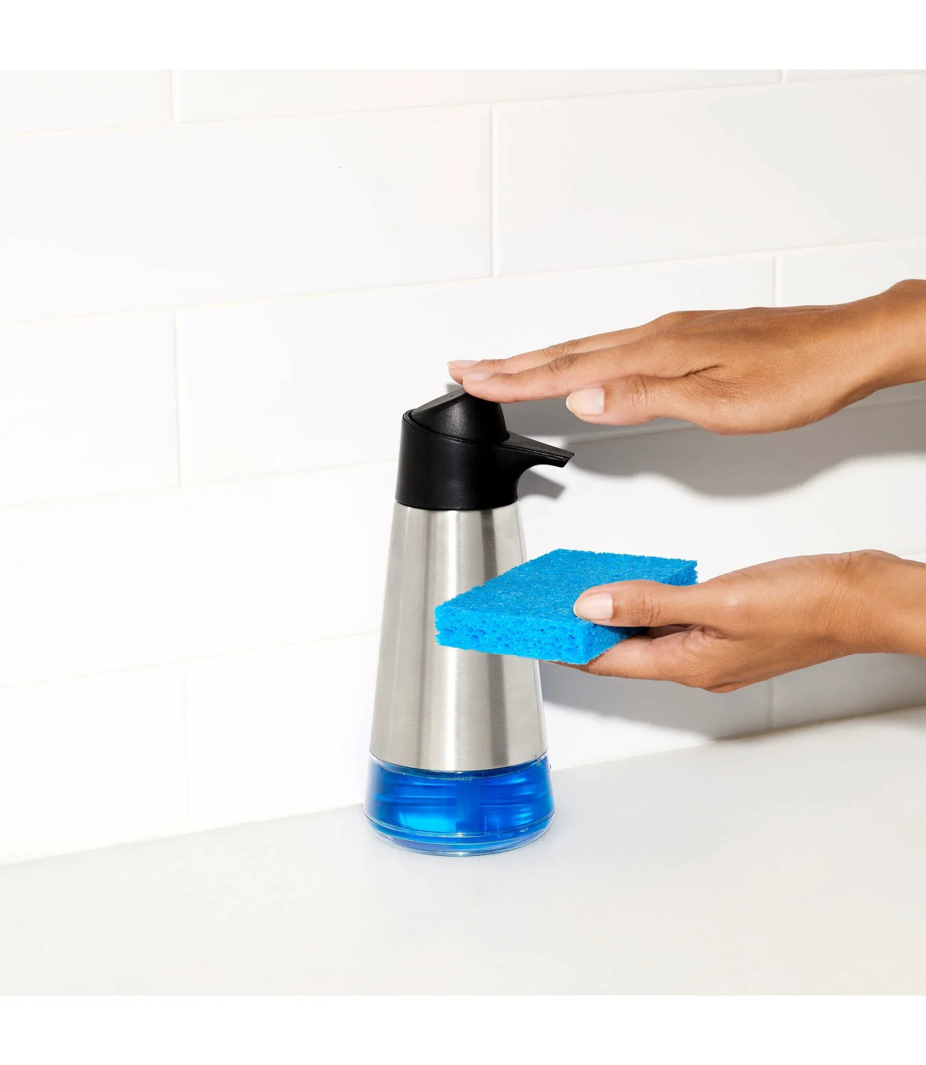 OXO Good Grips Stainless Steel Easy Press Soap Dispenser - Image 2