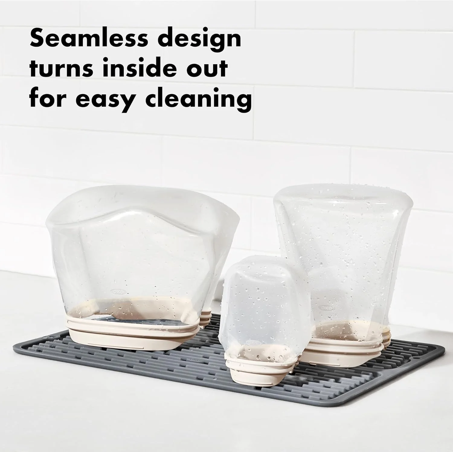 OXO Good Grips Stand-Up Silicone Reusable Snack Bag – 12 oz – Oat - Image 3