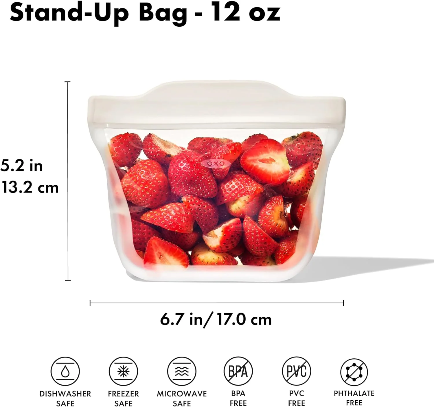 OXO Good Grips Stand-Up Silicone Reusable Snack Bag – 12 oz – Oat - Image 5