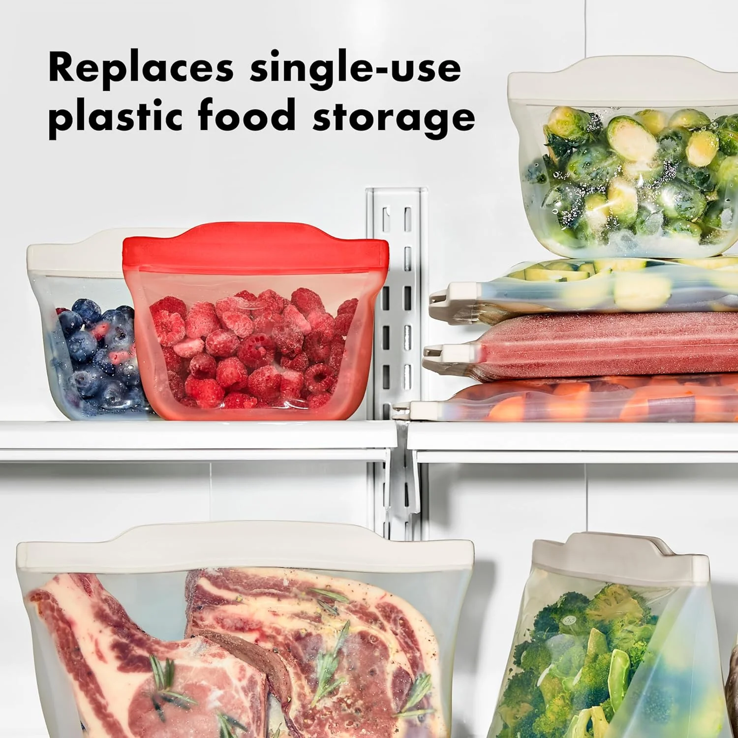 OXO Good Grips Stand-Up Silicone Reusable Snack Bag – 12 oz – Oat - Image 8