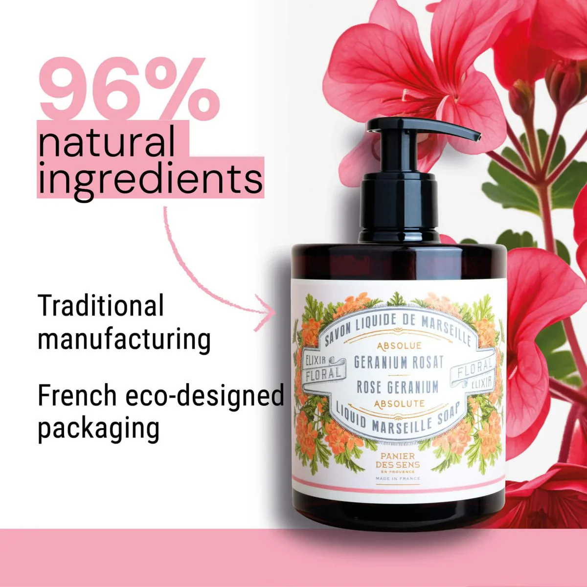 Panier Des Sens Liquid Marseille Soap โ Rose Geranium Savon - 16.9oz. - Image 4