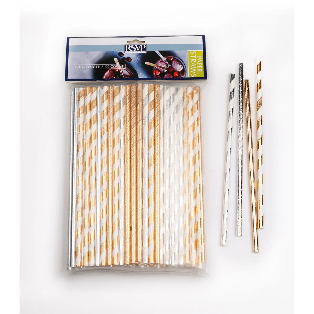 Paper Drinking Straws – Metallic – 100ct - Image 2