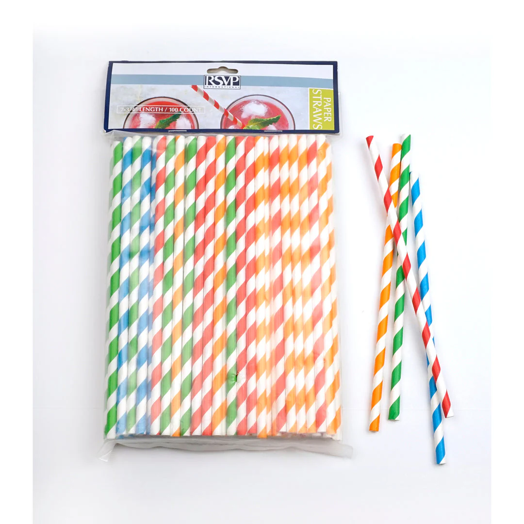 Paper Drinking Straws – Stripe – 100ct - Image 2