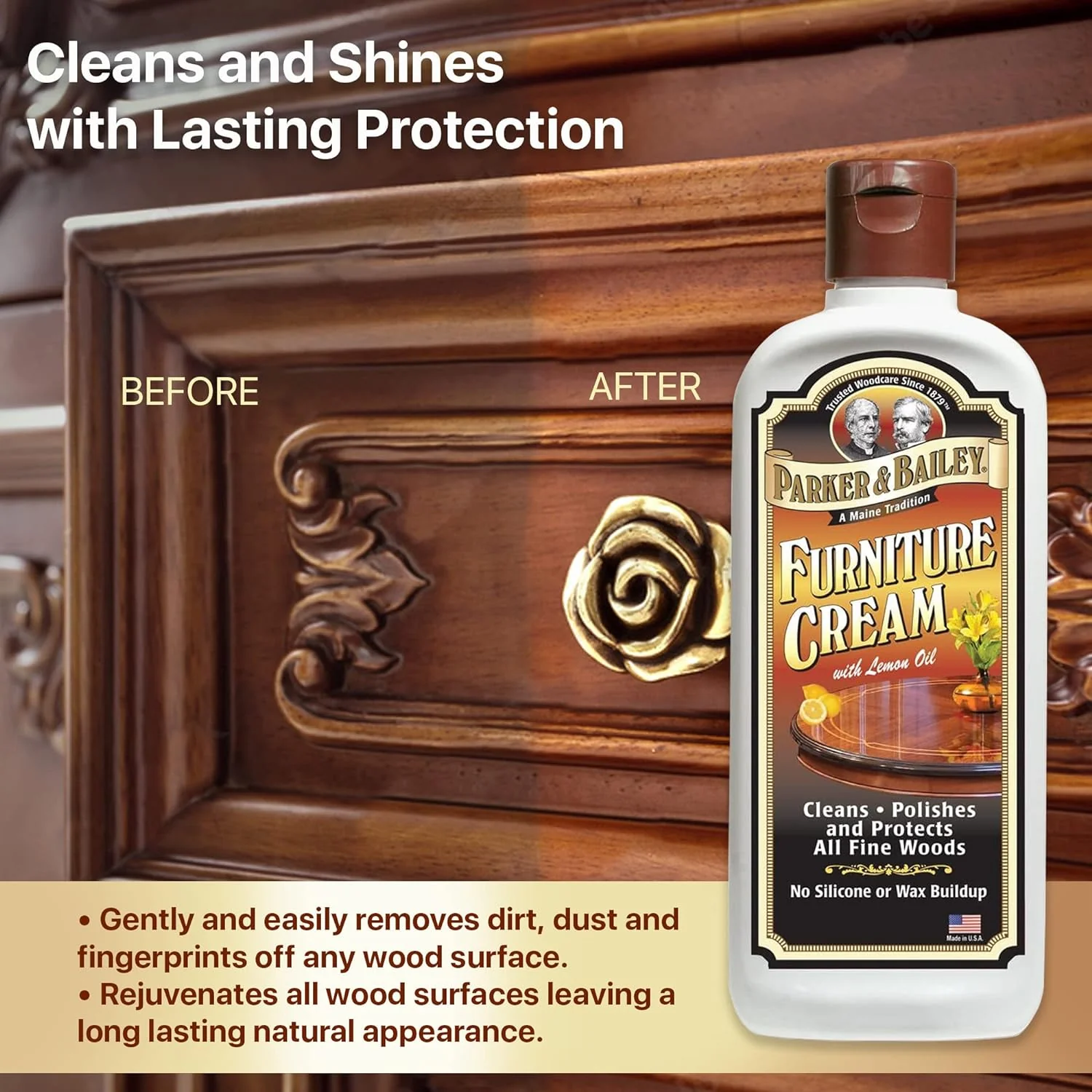 Parker & Bailey Furniture Cream with Lemon Oil - Multi-surface Wood Cleaner and Furniture Polish β 8oz. - Image 3